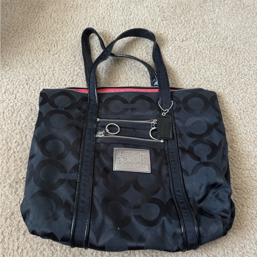 Black Zippered Coach Women's Tote Bag